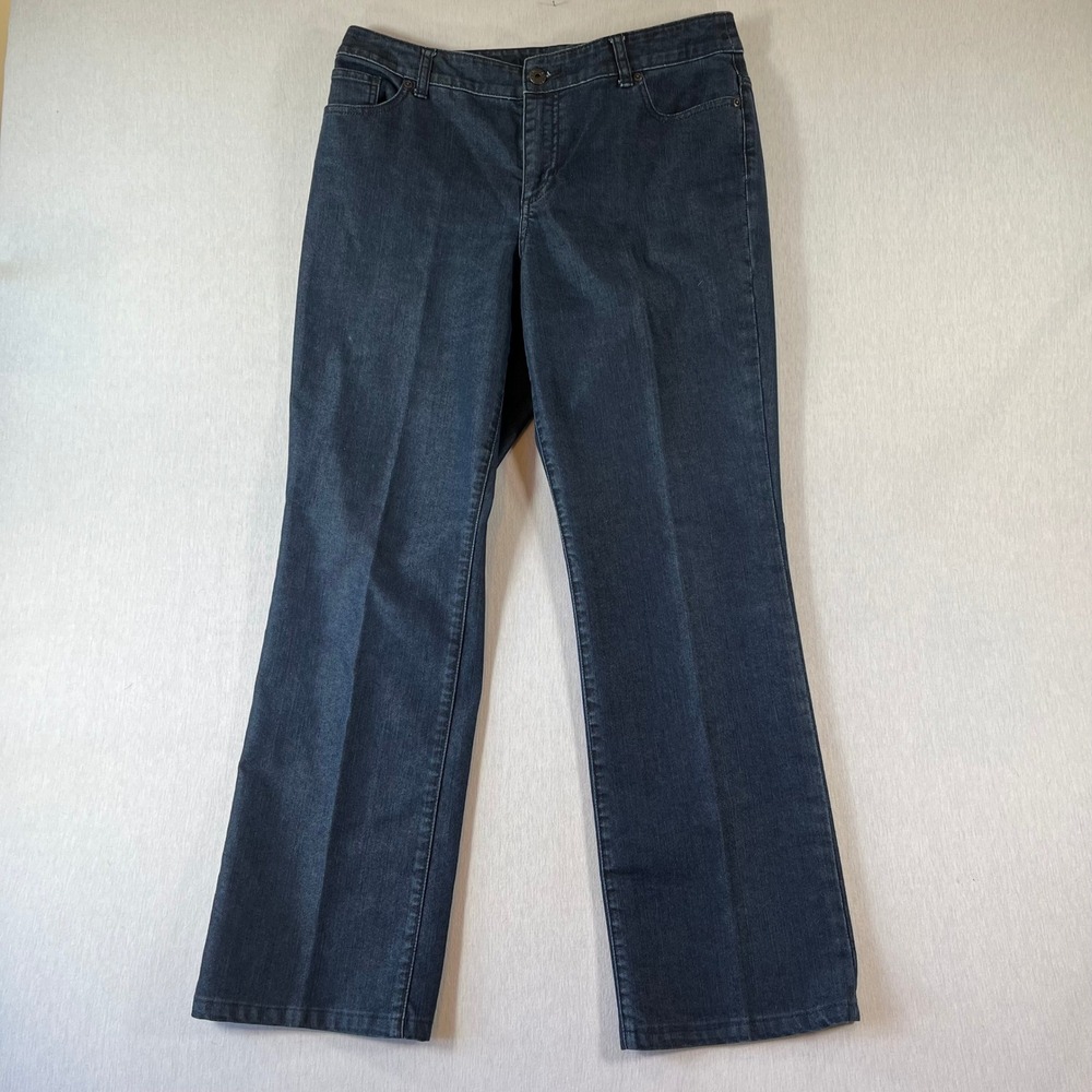 Chicos Platinum Jeans 2 Reg Ultimate Fit Boot Leg Dark Wash 30" Inseam